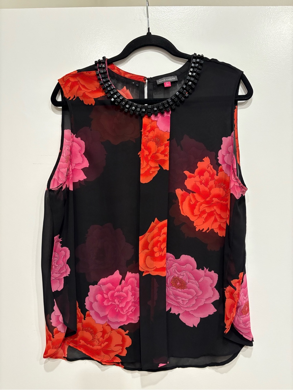 Vince Camuto Floral Print Sheer Blouse - XL